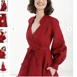 Son de Flor Darcy Dress, Long Sleeve - Red Poppy / L